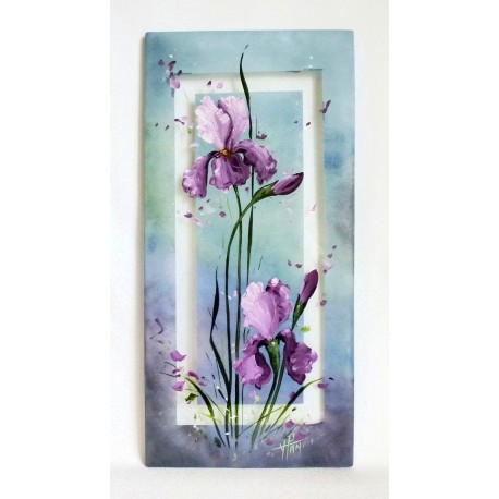 Tableau décoratif iris fond gris