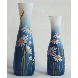 Set de 2 vases décor floral avec pâquerettes (vendus par 2 ou à l'unité)