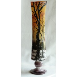 Vase paysage d'hiver arbre en relief