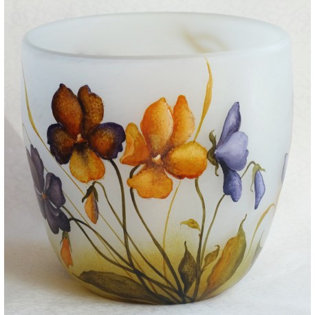 Vase décor floral avec pensées