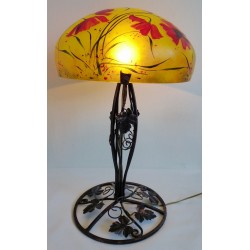Big decorative lamp with floral decoration foot with wrought-iron foot