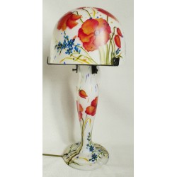 Decorative lamp with poppies on white background
