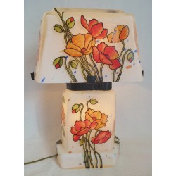 Art-deco style lamp with poppies
