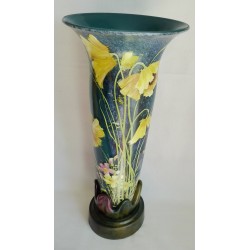 Grand vase décoratif fleurs jaunes