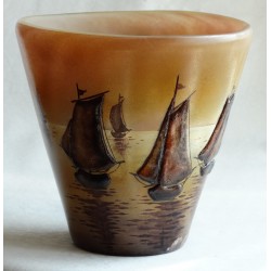 Decorative vase with embossed boats